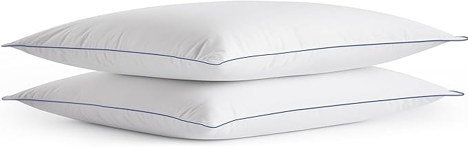 SILUI Extra Flat Soft Thin Pillows Standard Size Set of 2 Pack Bed Pillow with Down Alternative Fill for Side Back Stomach Sleepers, 20x26 Inches, White