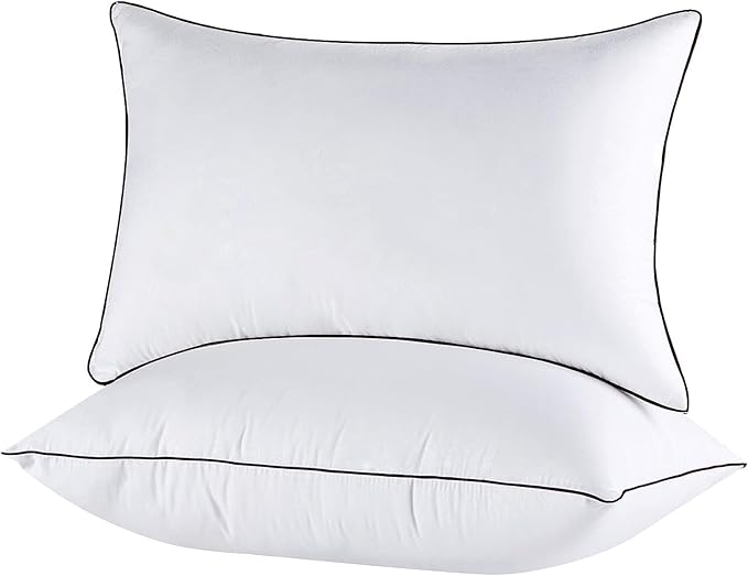 Hungarian Goose Down Pillow Standard Size Set of 2, Ultimate Comfort 750+ Fill Power, 480 Thread Count 100% Cotton Shell, Luxury Bed Pillows for Sleeping - Standard (20" x 26"), 2 Pack