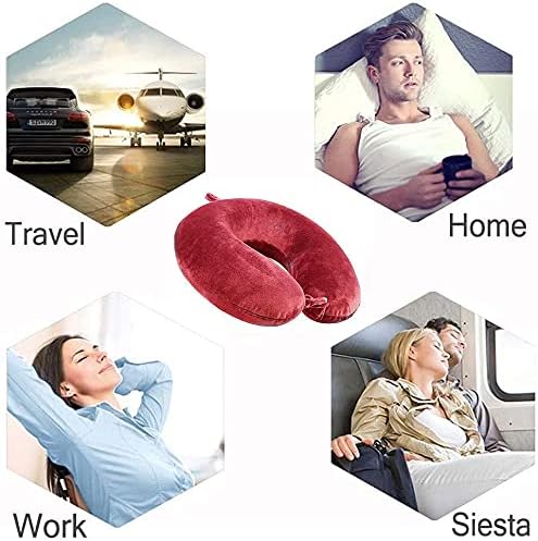 Travel Pillow - Memory Foam Neck Pillow Support Pillow,Luxury Compact & Lightweight Quick Pack for Camping,Sleeping Rest Cushion (Red)
