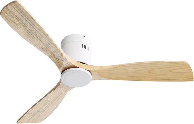 NicBex Ceiling Fan 52 Inch Ceiling Fans Without Light Ceiling Fan with 3 Blades and Remote Control Reversible DC Motor Ceiling Fan for Bedroom, Living Room, Natural White