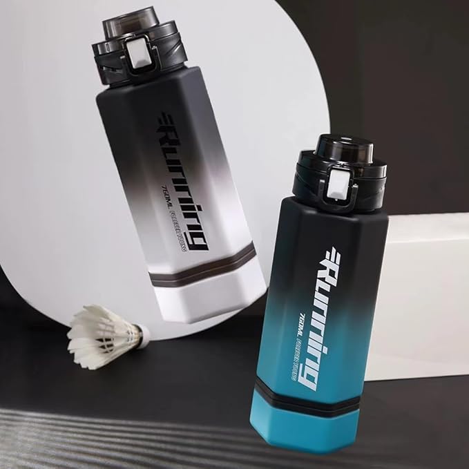 27 oz Hexagon Water Bottle, Wide Mouth Leak Proof Water bottles BPA-free Plastic Water Bottles Hexagonal Shape Water Bottle Reusable Water Bottle With Handle for Travel Fitness(Black&Blue)