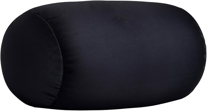 Microbead Body Pillow, Tube Microbead Bolster Bean Smooth Cool Pillow Neck Cervical Roll Pillow for Sleeping 7 x 12Inch Throw Travel Pillow(Carbon Black)