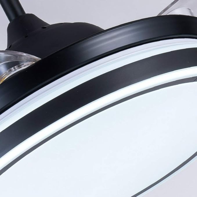 Invisible Ceiling Fans with Light Retractable Blades Modern Ceiling Fan Chandelier Remote Control Fan Lights for Living Room Indoor LED Ceiling Light Fans (42 Inch, Black-01)