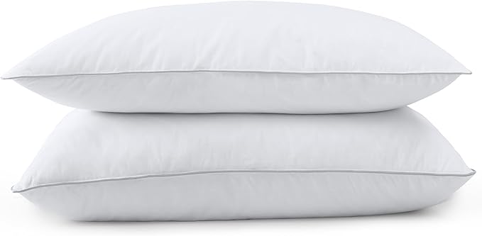 WOLKI Goose Feather Down Alternative Pillows King Size Set of 2, 100% Soft Cotton Shell Bed Pillow, Hotel Sleeping Pillow for Back, Stomach or Side Sleepers 20x36