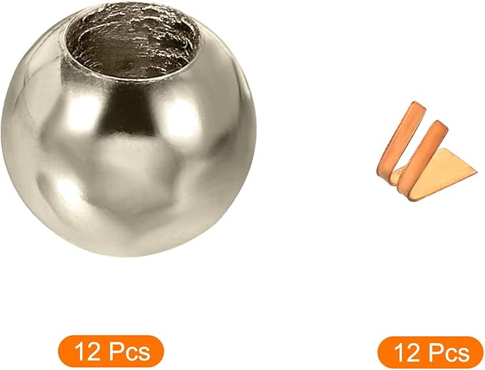 MECCANIXITY Pull Cord Tassels Window Blind Extender Chain Drop Knobs Ball Pull Ends Silver Tone, for Curtain Blinds Shades Light Ceiling Fan Switch, Pack of 12