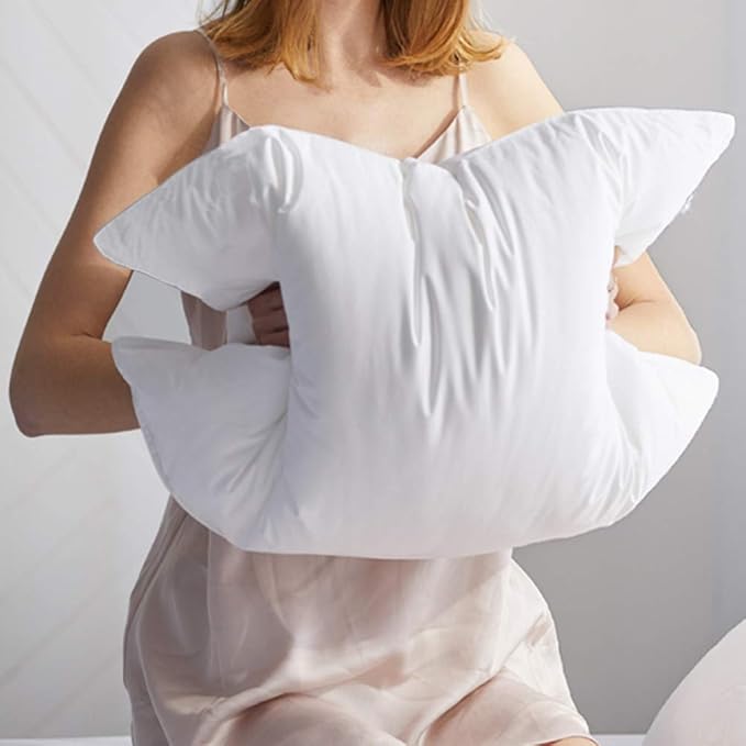 Luxury Goose Feathers Down Pillow Queen Size, Hotel Quality Fluffy Bed Pillow, Soft Pillow for Sleeping, Organic Cotton Cover(20x28”, Pack of 1)