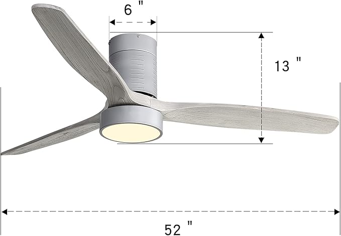 NicBex Ceiling Fan 52 Inch Ceiling Fans with Lights Ceiling Fan with 3 Blades and Remote Control Reversible DC Motor Ceiling Fan for Bedroom, Living Room, Gray