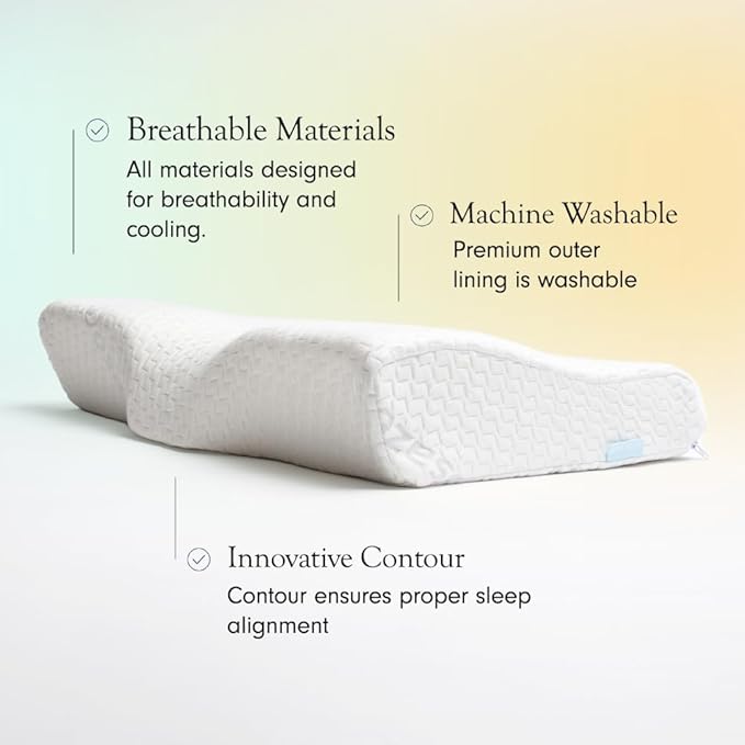 Dosaze Contoured Orthopedic Pillow, Queen Size Bed Pillow for Neck Pain Relief - Medium Firm, Bed Pillow for Back, Stomach and Side Sleepers, CertiPUR-US/Oeko-Tex