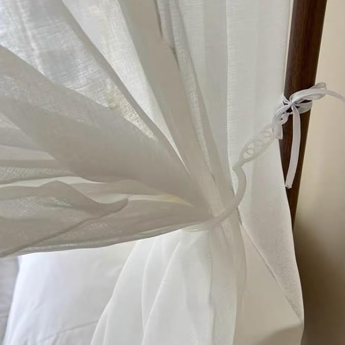 Elegant Princess 4 Corner Post Mosquito Net Romantic for Girls Women Bed Curtain Canopy for Adult Wedding Bedroom Kids Rooms Decoration (Type4-White, Full)