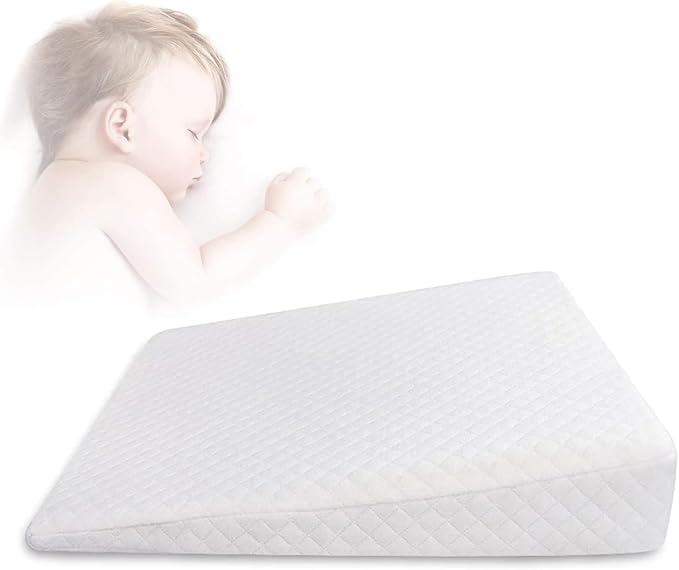 Sleep Pillow for Boys and Girls,Breathable Memory Foam Head Wedge Cushion Prevents Spit Pillow(White, Square-03)