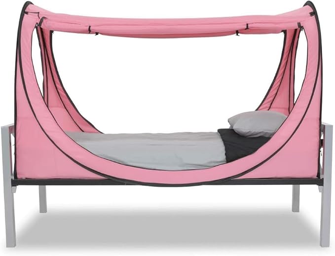 Privacy Pop up Eclipse Bed Tent Bed Drapes (Pink, Queen)