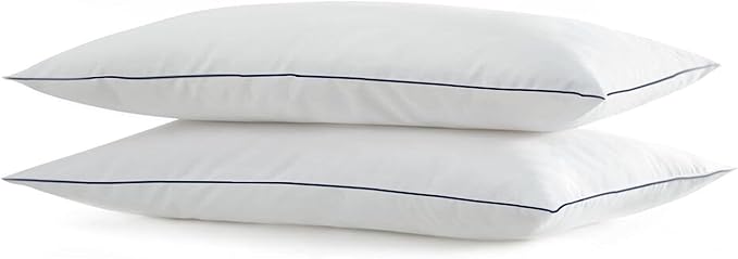 SILUI Extra Flat Soft Thin Pillows King Size Set of 2 Pack Bed Pillow with Down Alternative Fill for Side Back Stomach Sleepers, 20x36 Inches, White