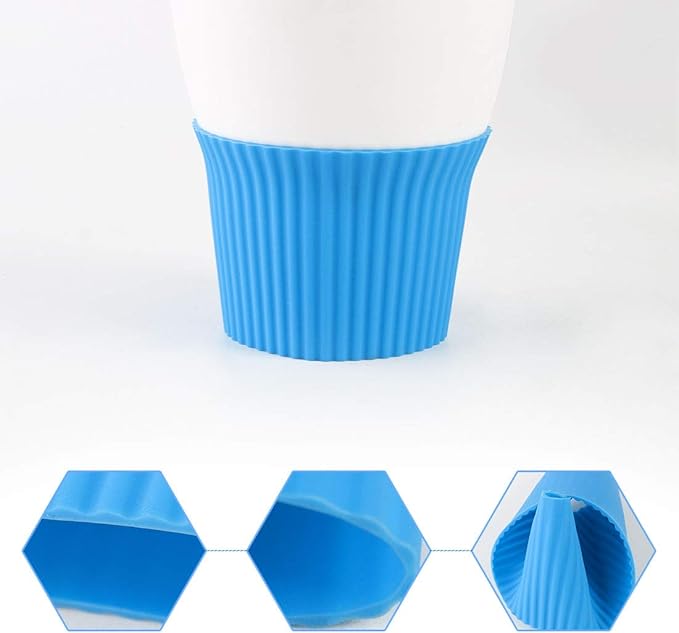 uxcell Silicone Nonslip Glass Bottle Mug Cup Sleeve Protector Cover Blue