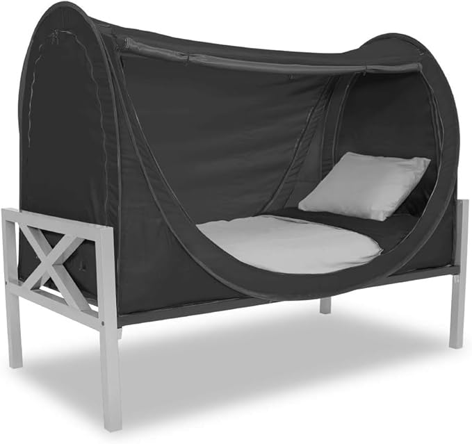 Privacy Pop up Eclipse Bed Tent Bed Drapes (Black, Full)