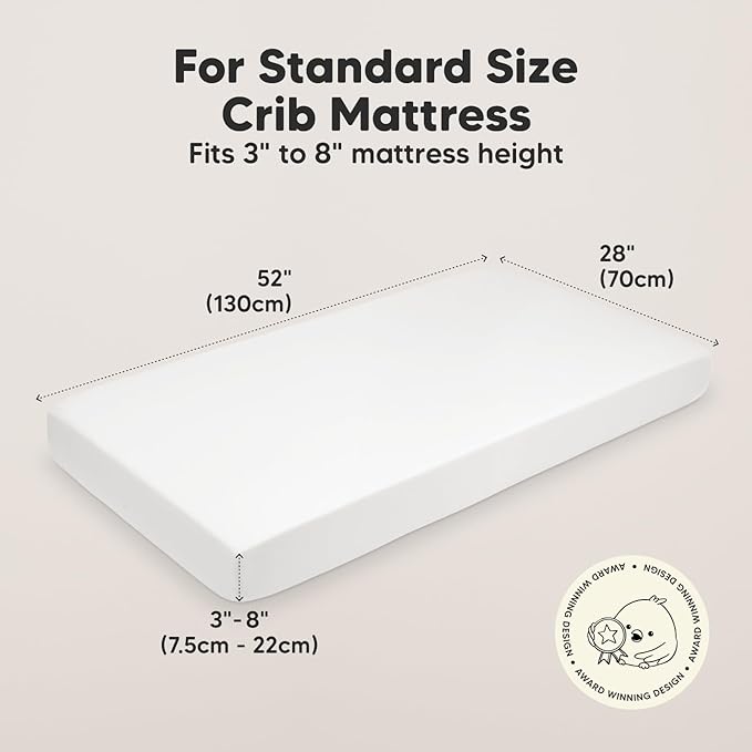 2-Pack Organic Crib Sheets for Boys, Girls - Jersey Fitted Crib Sheet, Baby Crib Sheets Neutral, Crib Mattress Sheet, Cotton Crib Sheets, Breathable Crib Sheet, Baby Mattress Sheets (Soft White)