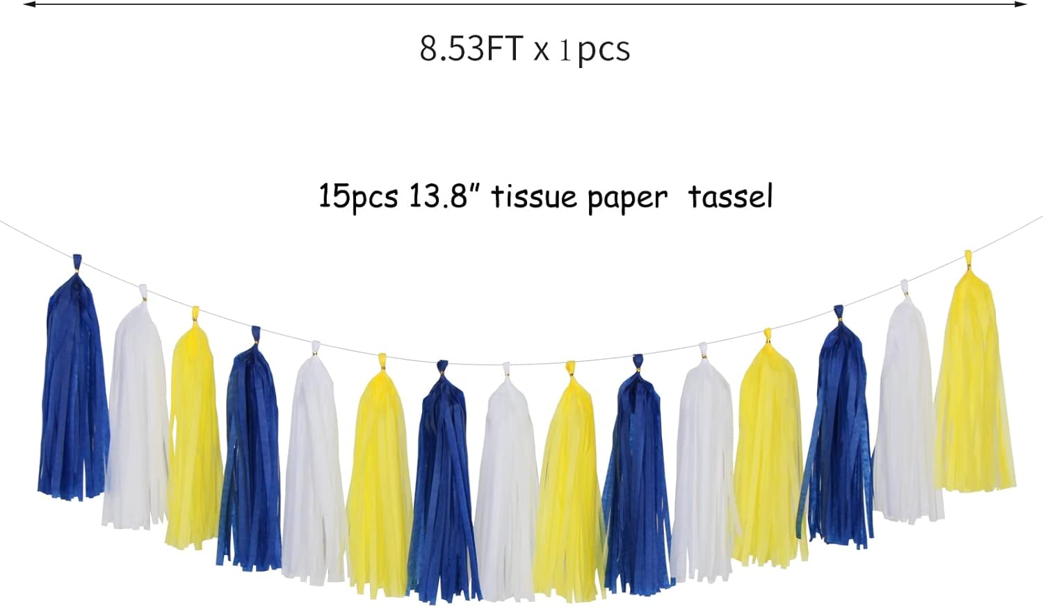 Navy-Blue White-Yellow Party-Decorations Tassel-Garland -15pcs Graduation Wedding Birthday Baby Bridal Shower Tassels Banner Streamers Decor Panduola