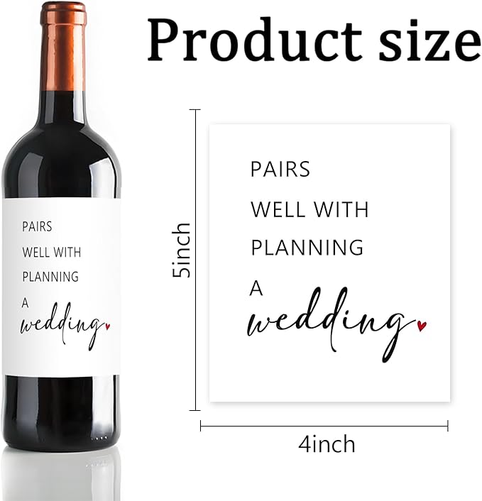 24 Pcs Funny Engagement Wine Label Pairs Well With Planning a Wedding Wine Bottle Stickers Engagement Gift Wine Bottle Labels Engagement Gift for Couples Newly Her Him