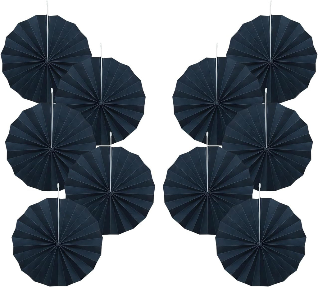 Black Party Decorations,Halloween Decor Events Accessories,Black Birthday Decorations,Anniversary Decorations for Party,Birthday Decorations for Men 8in Hanging Paper Fans 30 Color DIY Set(Black)