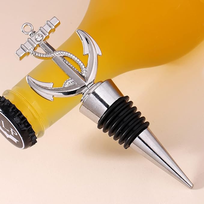 12PCS Funny Anchor Stopper Wine and Beverage Party Favors for Bridal Beach Themed Wine Stoppers Nautical Wine Stoppers Holiday Birthday Party Decor (12,Anchor Stopper)
