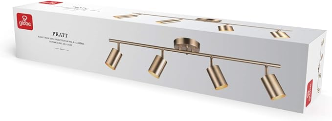 Globe Electric Pratt 4-Light Track Lighting, Matte Brass, Gold