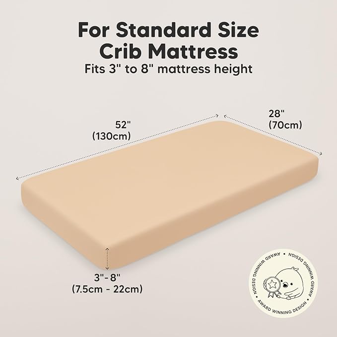 2-Pack Organic Crib Sheets for Boys, Girls - Jersey Fitted Crib Sheet, Baby Crib Sheets Neutral, Crib Mattress Sheet, Cotton Crib Sheets, Breathable Crib Sheet, Baby Mattress Sheets (Toasty)