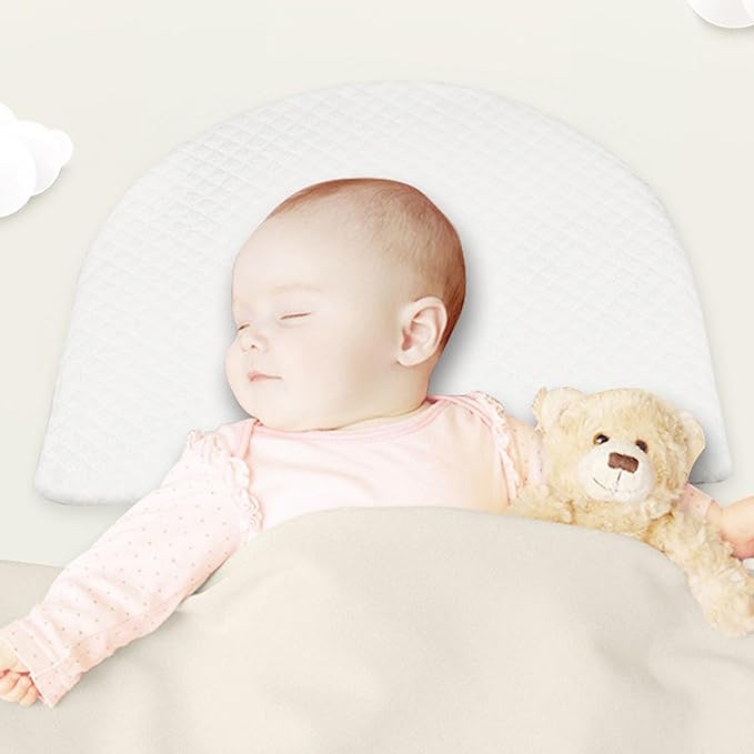 Sleep Pillow for Boys and Girls,Breathable Memory Foam Head Wedge Cushion Prevents Spit Pillow(White, Semicircle)
