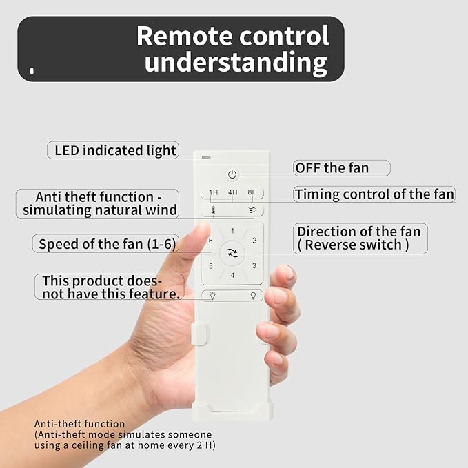 Bigzone 70" Large White Ceiling Fan With Remote Control, DC Motor Quiet Energy Saving,3 White Balsa Wood Blades,Outdoor/Indoor Ceiling Fan With Reversible Blades
