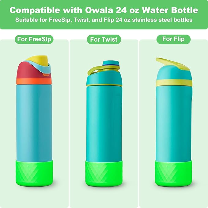 2PCS Silicone Water Bottle Boot for Owala 24oz 32oz 40oz, Anti-Slip Protective Sleeve Bottom Bumper Protector for FreeSip, Twist, and Flip Stainless Steel Water Bottles