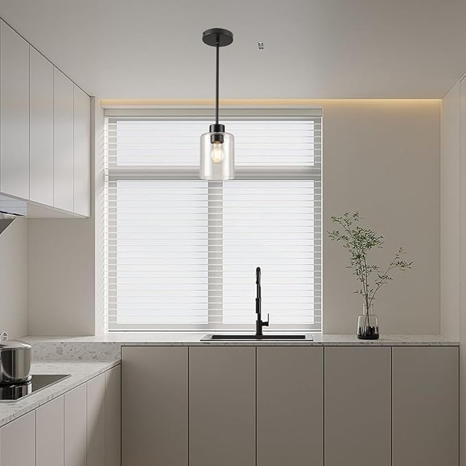 Black Pendant Lights Kitchen Island - Seeded Glass Pendant Light Fixture Multiple Stems Rods (3 Pack with Rod seeded Glass)