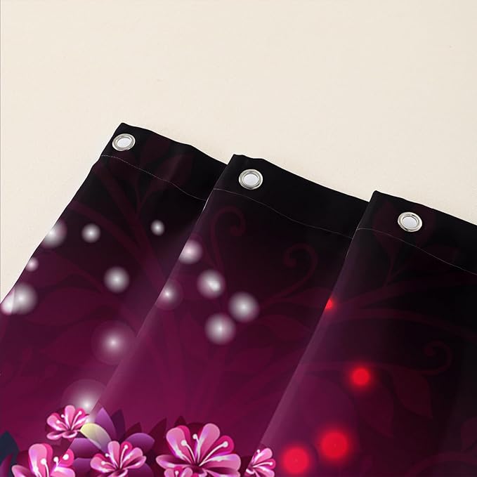 AILONEN Romantic Love Theme Shower Curtain for Girls Pink Love Tree Floral Valentine Bathroom Decor,Swan Couple Lover Bath Curtain 72" W*96" H Polyester Waterproof Bathroom Curtain with Hooks