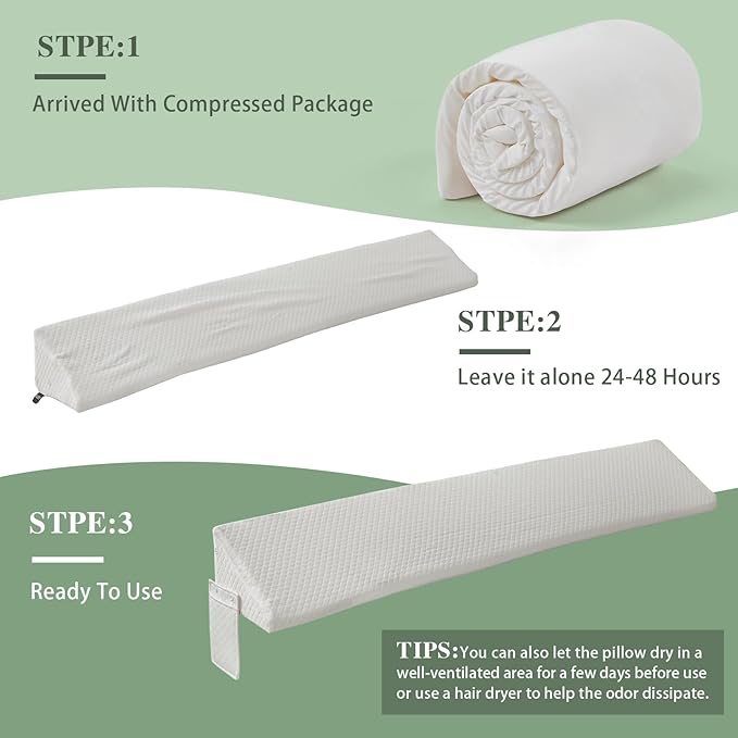 Twin Size Bed Wedge Pillow - for Headboard Gap/Headboard Pillow/Mattress Wedge /Bed Gap Filler (39"x10"x6") - Bloster Triangle Pillow for Sleeping To Fill Gap (0-8") Between Headboard and Mattress