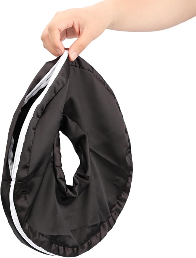 Washable Ear Piercing Pillowcase Luxury Satin Ear Hole Silky Pillowcase for Pierced Ear Side Sleepers Ear Inflammation Pressure Sore Pain Relief Support Neck Head Black