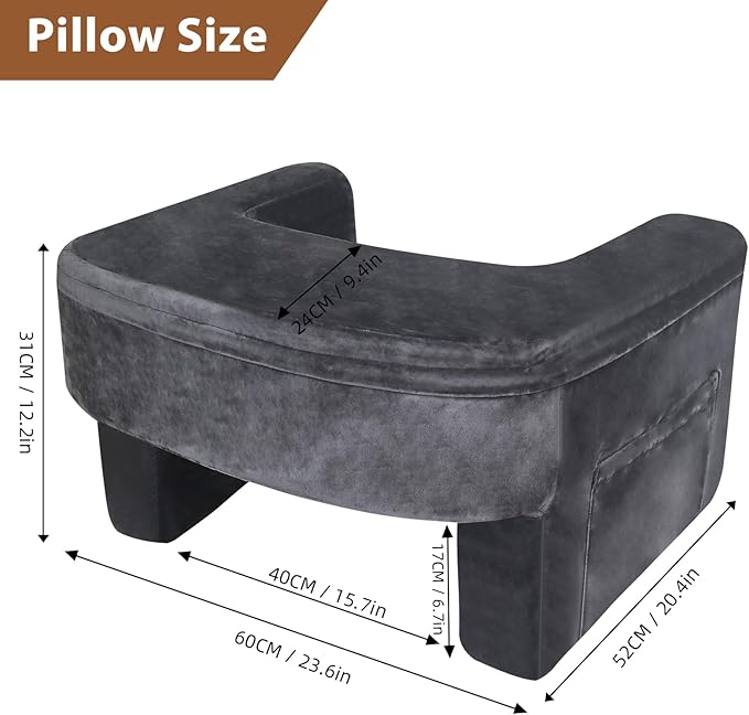 Gaming Pillow,Memory Foam Reading Pillow,Arm Rest Pillow with Side Pocket,Soft Lap Desk Pillow for Adult, Bed Rest Pillow for Reading, Working, Gaming