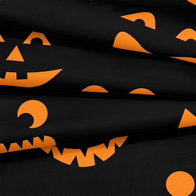 Bedbay Halloween Queen Comforter Set Black Orange Ghost Bedding Set for Kids Boys 4 Pcs Soft and Breathable Comforter Halloween Room Decor(Orange,Queen)