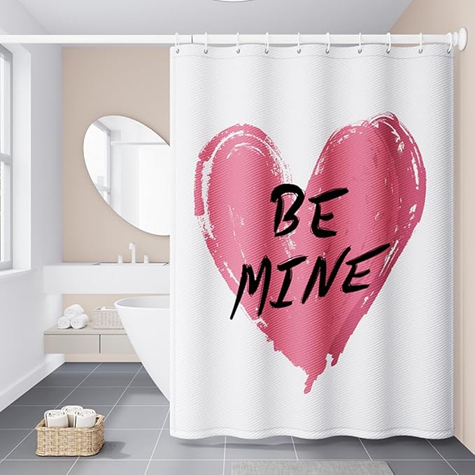 Heart Shaped Shower Curtain for Bathroom Decor, Lovers Shower Curtain Liner 70.8" x 78.7" Waterproof Polyester Fabric Shower Curtain Art Bath Curtain with 12 Hooks