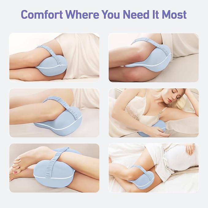 Leg & Knee Pillow for Side Sleepers - Smooth Spine Alignment Pillow - Memory Foam Knee Pillows for Back Hip Pain, Spine Aligning, Sciatica, Surgery Recovery, Pregnancy
