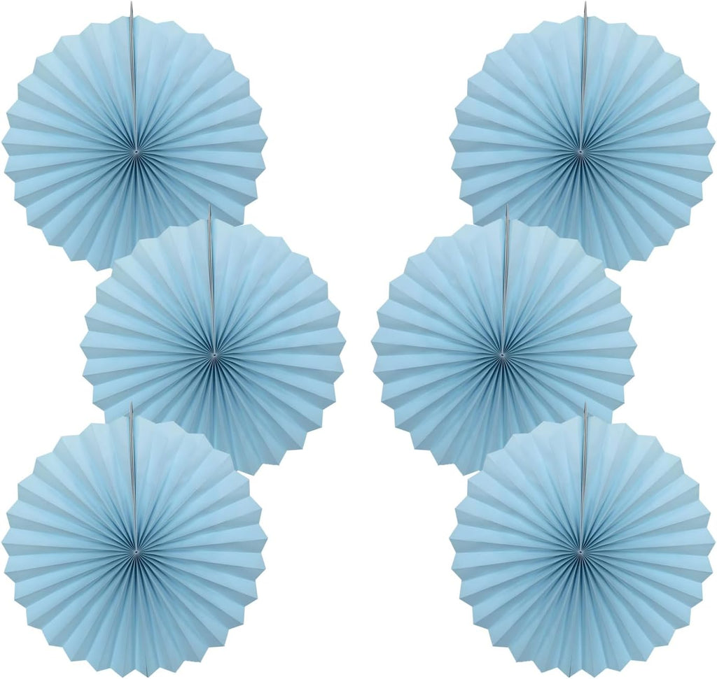 Blue Graduation Party Decor,Baby Blue Party Decorations,Christmas Baby Shower Decorations,Under The Sea Decorations,Blue Bachelorette Party 16in Hanging Paper Fans 30 Color DIY Set (Light Blue)