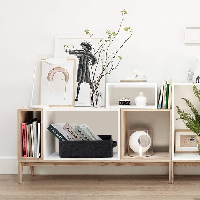 Shallow Storage Baskets Bins Medium Fabric Storage Basket Cube Organizer for Shelves Closet Bedroom Living Room Laundry Room Nursery Storage Basket