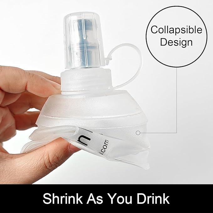 250ml Soft Flask, TPU Collapsible Soft Water Bottle for Hydration Pack, Running Vest, Folding Water Bottle for Hiking Cycling Climbing-1Pcs, White