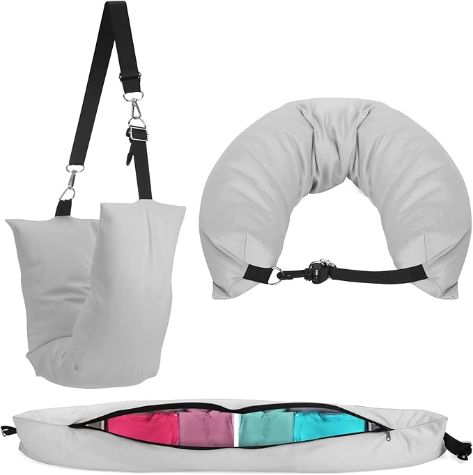 Stuffable Neck Pillow for Travel - Waterproof Travel Neck Pillow Case Cover, Adjustable Stuffable Travel Pillow Storage Bag, Fits Up to 3 Days of Travel Essentials, Transformable Luggage Pillowcase