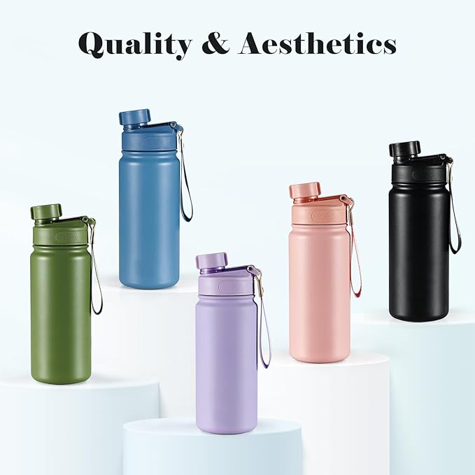25 oz gym water bottle with straw, leak proof - men's/women's sports metal water bottle - double vacuum insulated stainless steel water bottle for gym, outdoors or traveling