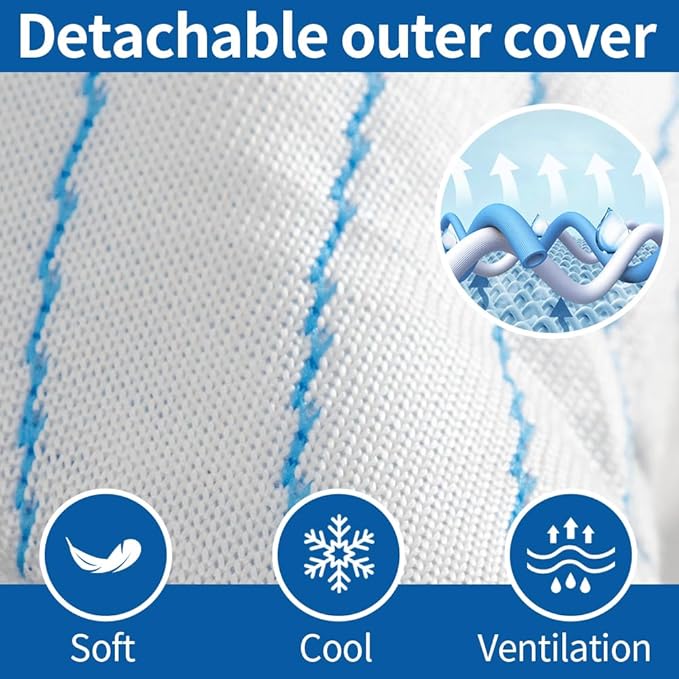 Shredded Memory Foam Pillows King Size Set of 2, Cooling Pillows for Sleeping That Stay Cold, Adjustable Firm Pillow for Side Back Stomach Sleepers with Washable Removable Cover