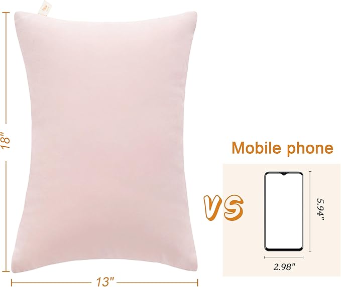 BEDSUM 2 Pack Pillows, 13"x18" Microfiber Pillows for Travel, Pets, Soft and Machine Washable Small Pillows for Neck, Wrist, and Knee Comfort, Pink