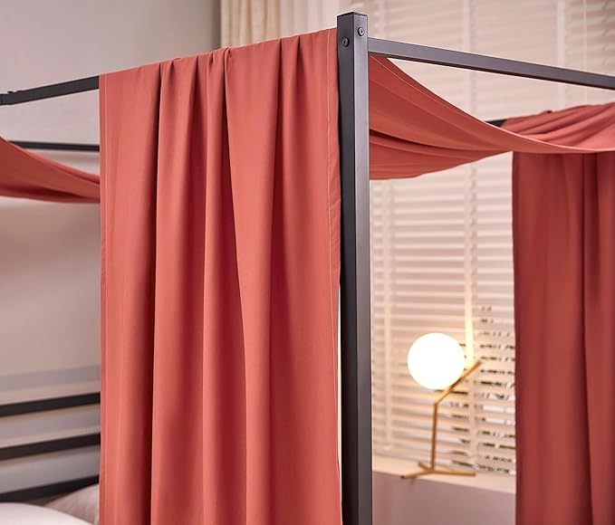 Akiky Montessori Floor Bed Canopy Curtains Linen Canopy for Kids House Bed Canopy Scarf for Toddler Adult Bed Frame Canopy Panel Nursery Room Decor (Full/Queen,Terracotta)