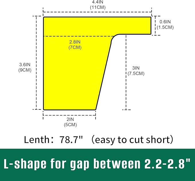 Bed Filler for Headboard, Suitable for Gap 2.2-2.8" of King Queen Twin Bed,78.7'' Long Wedge Sleeping Pillow, Foam Bed Mattress Gap Filler