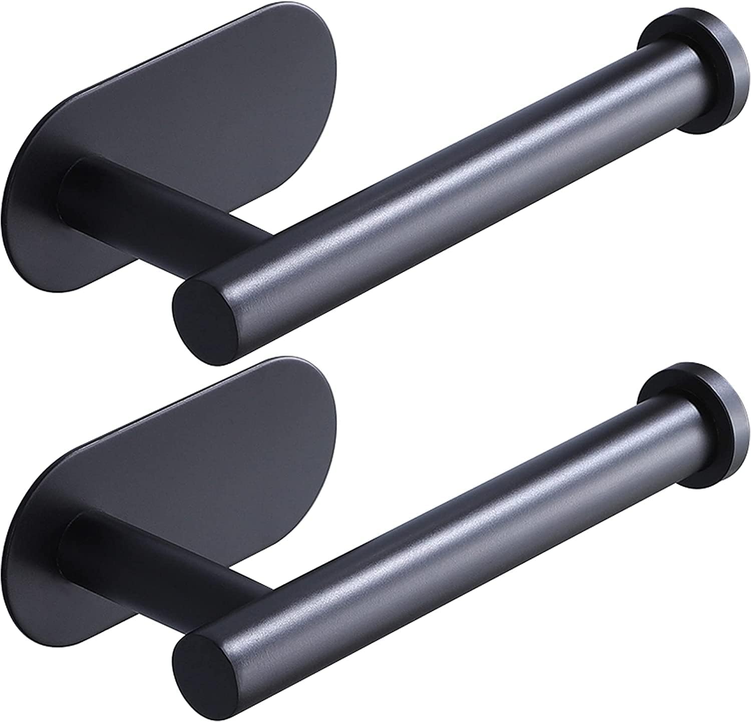 Toilet Paper Holder,Matt Black, Wall Mount,Upgraded Adhesive Toilet Paper Roll Holder,no Drilling,Bathroom/Rv/Washroom, SUS 304 Stainless Steel, Rustproof (Black, 2 Pieces)