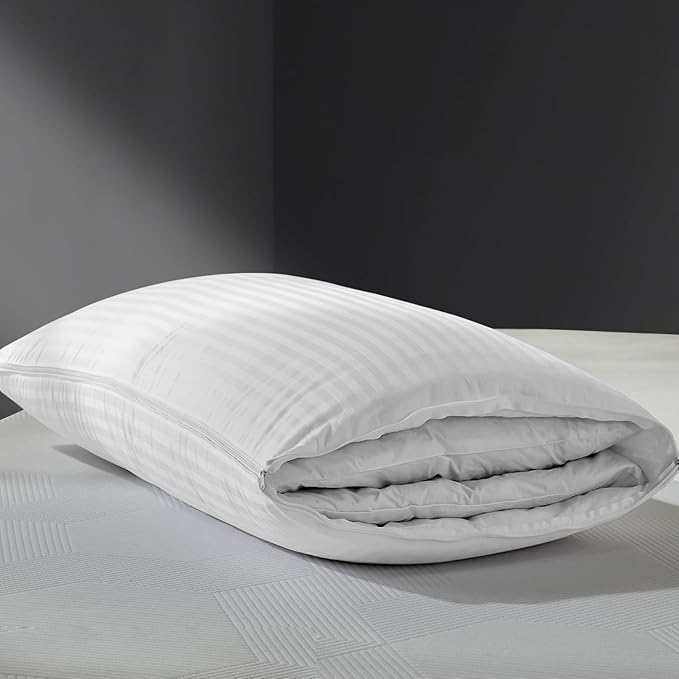 APSMILE 2-in-1 Assembleable Goose Feathers Down Pillow for Sleeping, Standard/Queen Size Soft-Medium-Firm Adjustable Bed Pillow Insert for Stomach, Back or Side Sleepers, 20x28