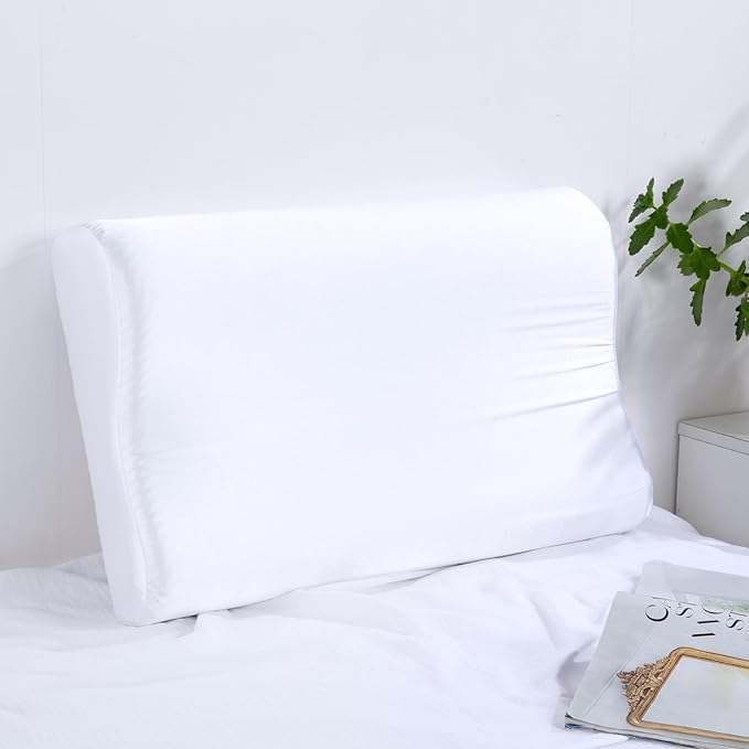 HOMBYS Satin Pillow Case for Contoured Support Pillow (DO NOT INCLUDE PILLOW) -Zippered Pillow Cover for Neck Pillow for Cervical 1 Pack-Silky, Smooth and Breathable (Wave Shape 24"x15")