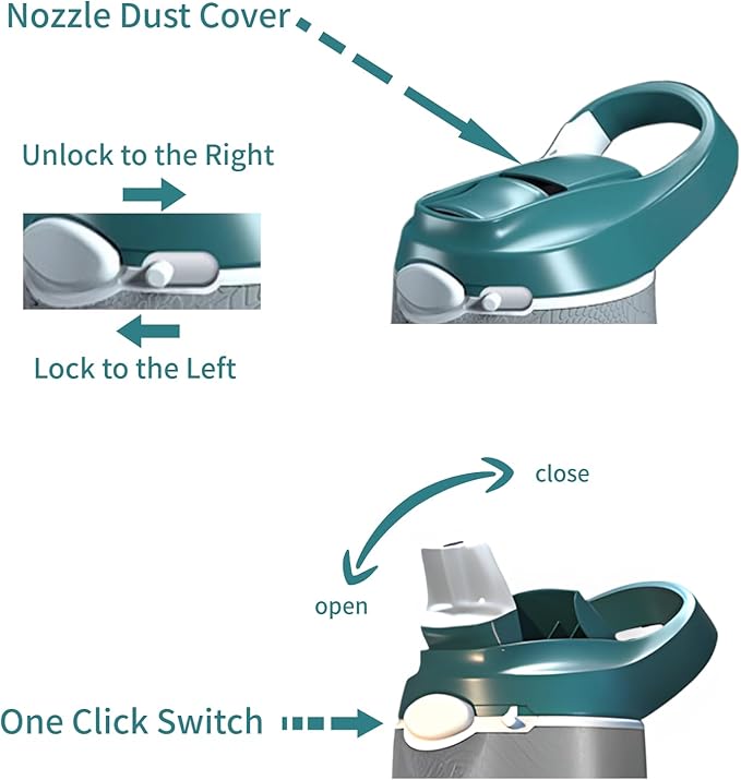 25oz Water Bottle with Clip Handle, Water Bottles with Locking Lid, Travel Plastic Water Bottle,Water Bottle with Straw, and Sports Tritan water bottle - Green