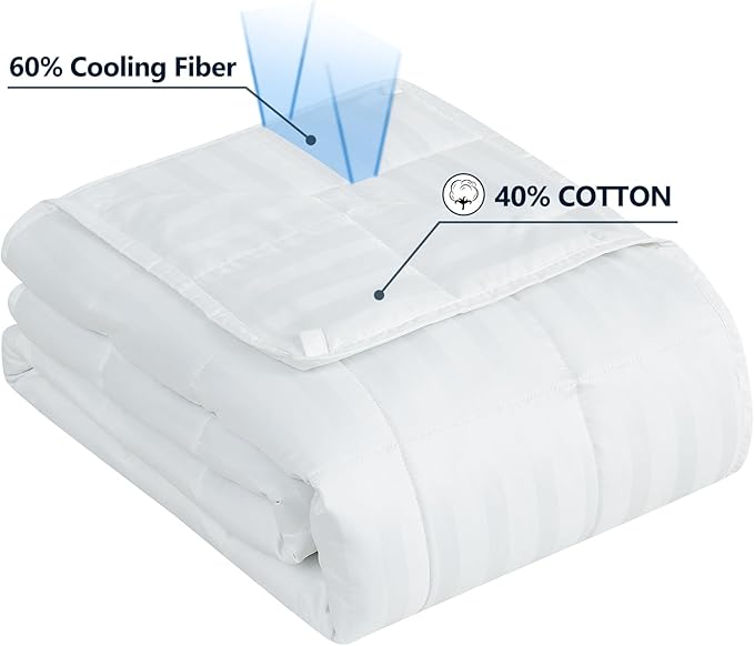 Weighted Blanket(48"x72" 10lbs) Weighted Blanket Cooling Blanket for Sleeping,Throw Size Breathable Blanket with Premium Glass Bead(White)